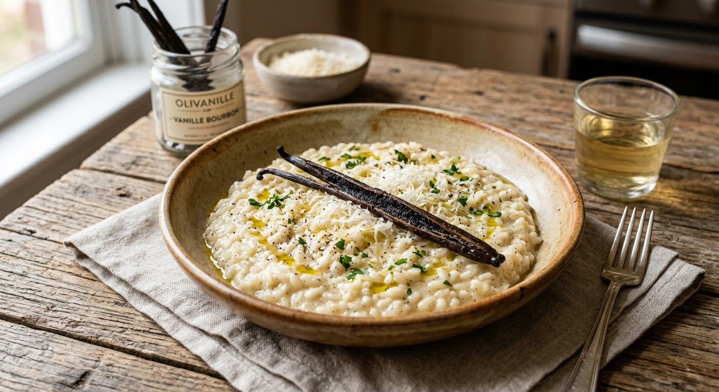 Le risotto crémeux au parmesan et à la vanille Bourbon